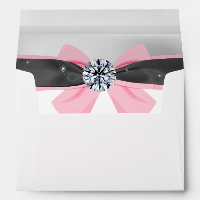 Classic Black & White Drapery with Pink Bow Envelope (Back (Bottom))