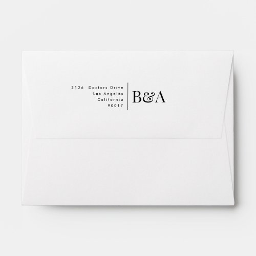 Classic Black White Elegant Monogram Invitation Envelope