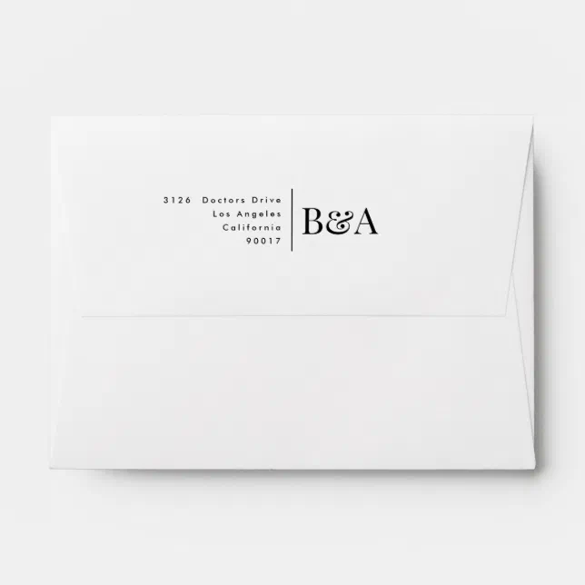 Classic Black White Elegant Monogram Invitation Envelope Zazzle