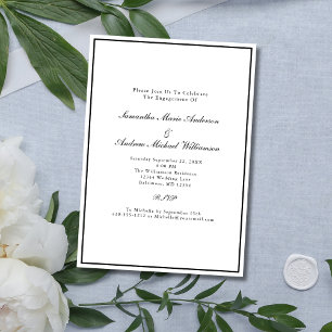 Classic Black White Elegant Wedding Engagement Invitation