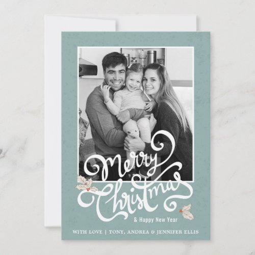 Classic Black White Filter Photo Christmas Card