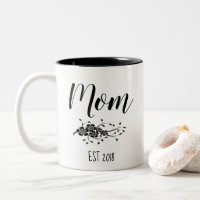 Classic Black White Floral Mom Mug