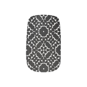 Classic Black & White Floral Nail Wraps