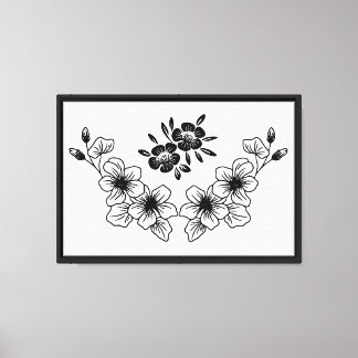 Classic Black & White Flowers Canvas Print