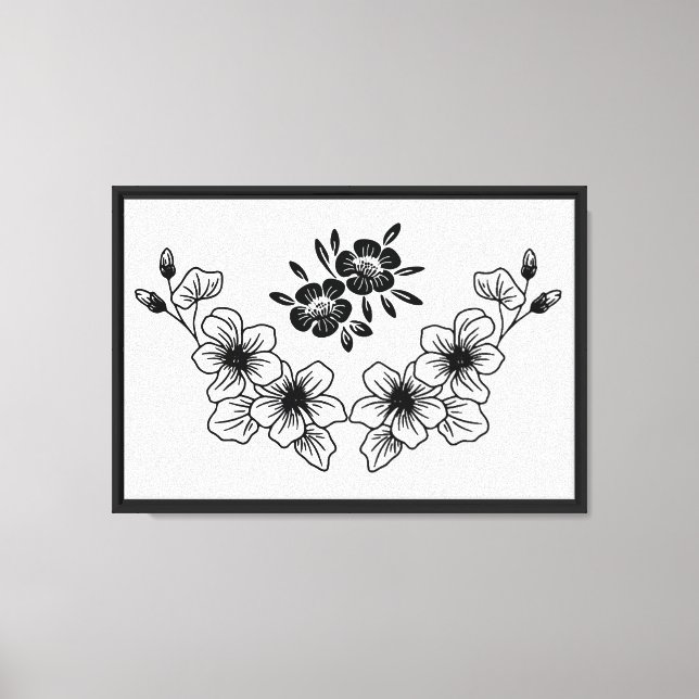 Classic Black & White Flowers Canvas Print (Front)