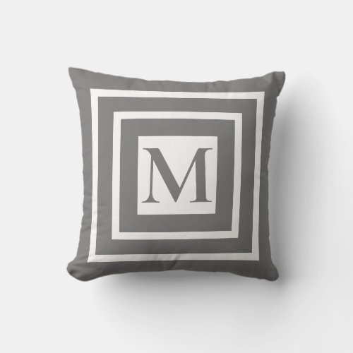 Classic black white framed monogram throw pillow