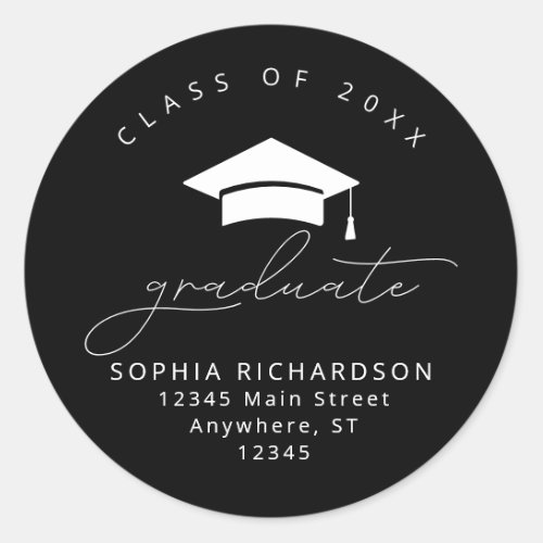 Classic Black White Graduate Round Envelope Seals