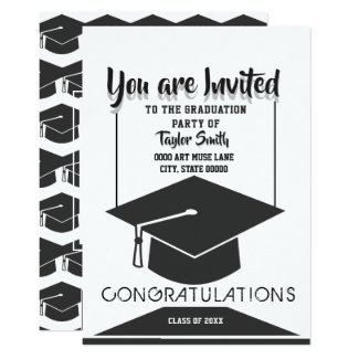 Classic Black & White Graduation Party Invitations