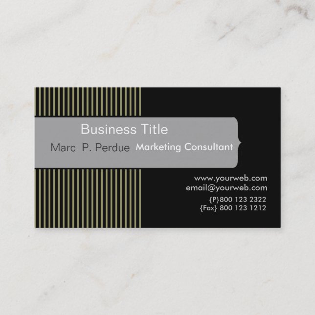 Classic Black White Gray Masculine Corporate Business Card (Front)