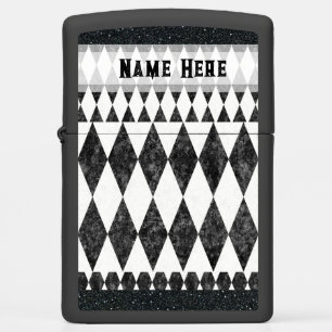 Classic Black White Harlequin Argyle Diamond Zippo Lighter