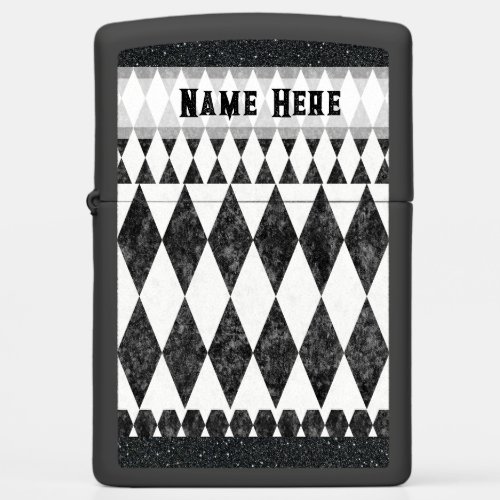 Classic Black White Harlequin Argyle Diamond Zippo Lighter