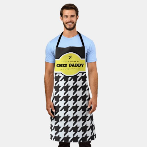 Classic Black  White Houndstooth Artisan Baking Apron