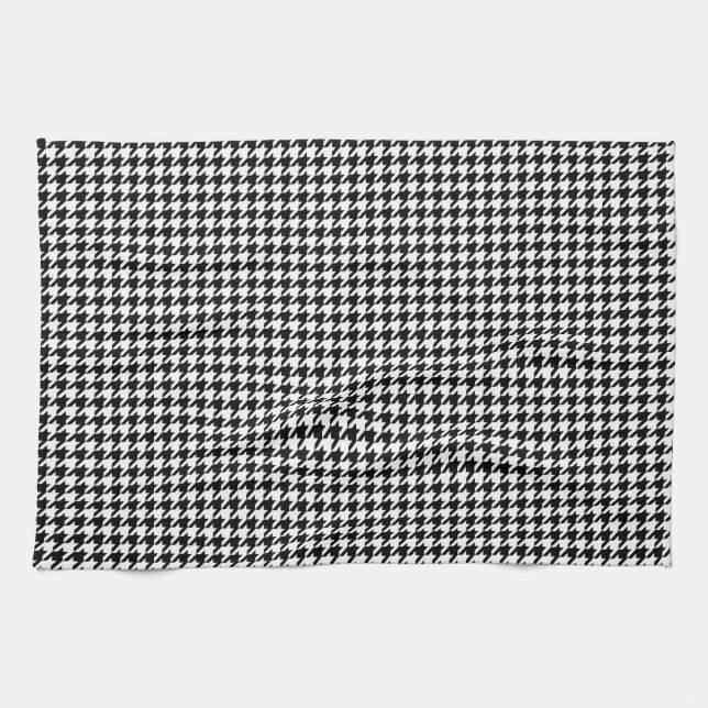 Classic Black White Houndstooth Kitchen Towel (Horizontal)