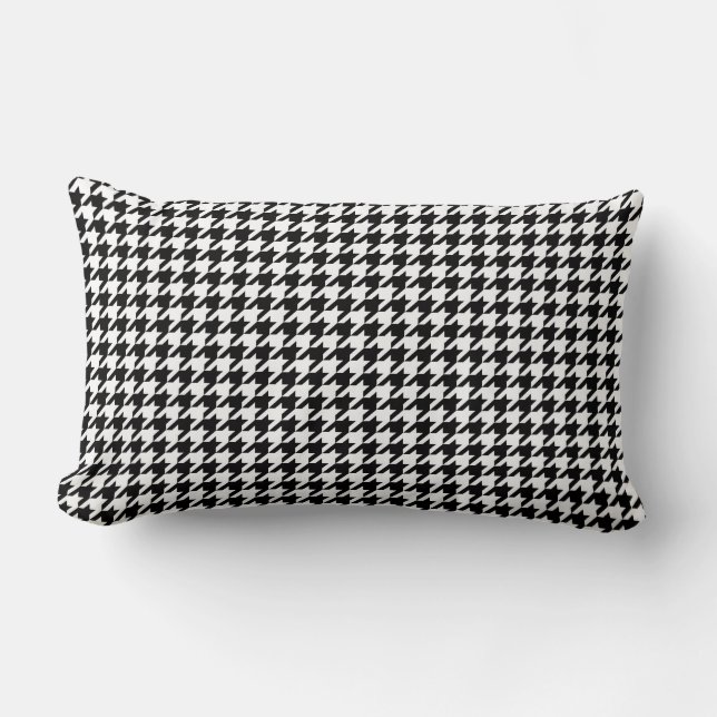Classic Black White Houndstooth Lumbar Pillow (Front)