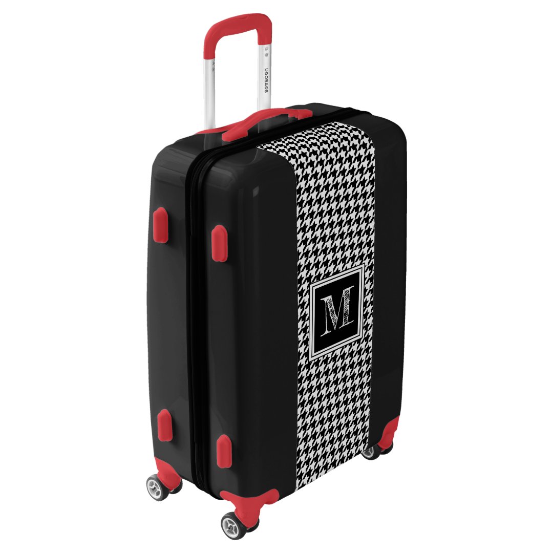 Classic Black White Houndstooth Modern Monogram Luggage Zazzle