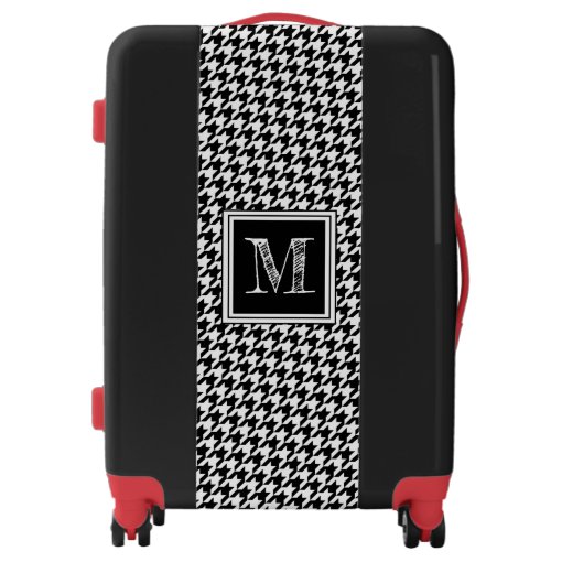 Classic Black White Houndstooth Modern Monogram Luggage Zazzle