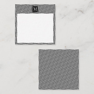 Classic Black White Houndstooth Modern Monogram Note Card