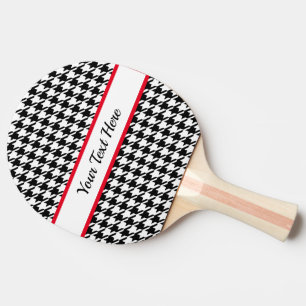 Classic Black & White Houndstooth Ping Pong Paddle