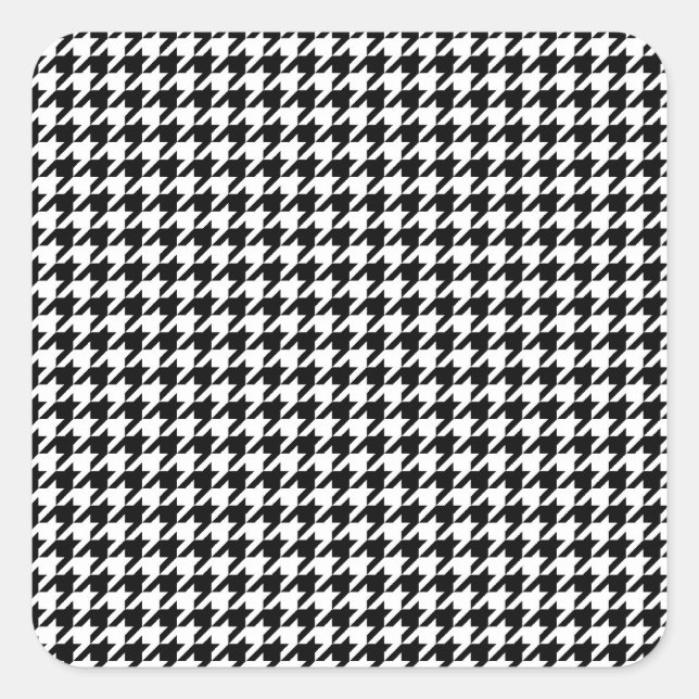 Classic Black White Houndstooth Square Sticker (Front)