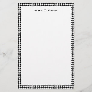 Classic Black White Houndstooth Stationery