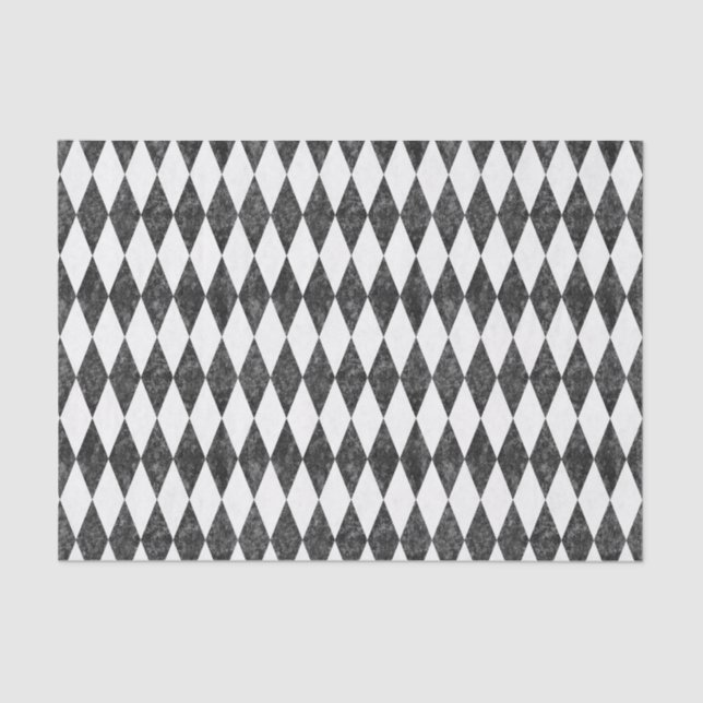 Classic Black White-Ice Harlequin Diamond Argyle Tissue Paper (Front)