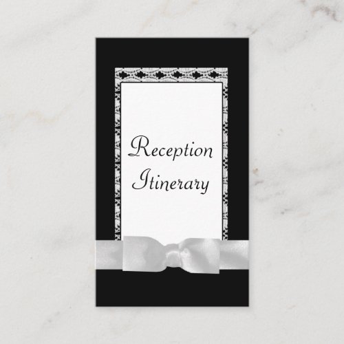 Classic Black &amp; White Lace With Bow Business Card Template