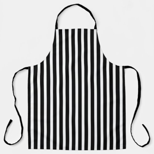 Classic Black  White Large Striped Cooking Apron