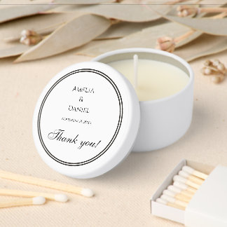 Classic Black & White Minimalist Wedding Mini Candle Favors