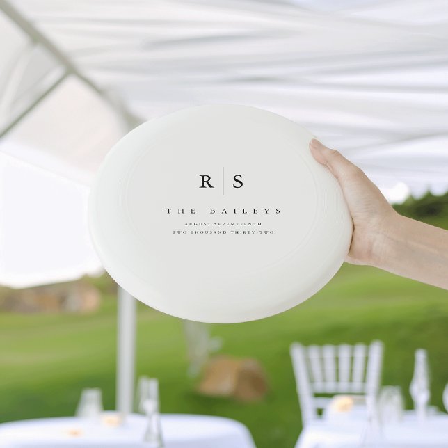 Classic Black & White Monogram Wedding Wham-O Frisbee (Creator Uploaded)