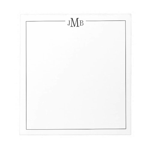 Classic Black  white Monogrammed  Notepad