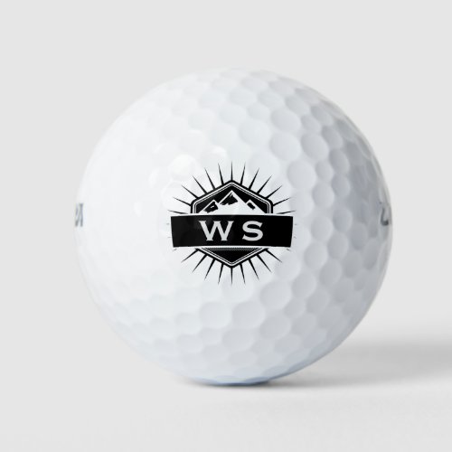 Classic Black White Mountain Outdoor Logo Golf Balls