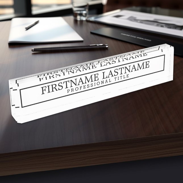 Classic Black White Name & Professional Title Name Plate (Personalized Name Plate)