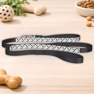 Classic Black White Paw Print Pattern Pet Leash