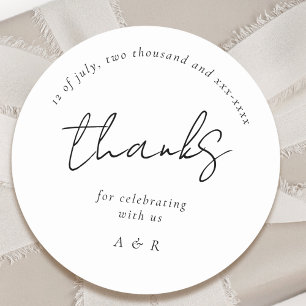 Classic Black White Personalized Names Wedding Round Sticker