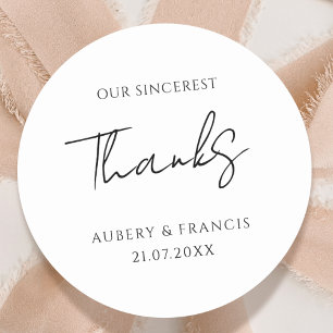 Classic Black White Personalized Names Wedding Round Sticker