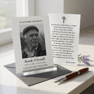 Classic Black White Photo Cross Memorial Business Card