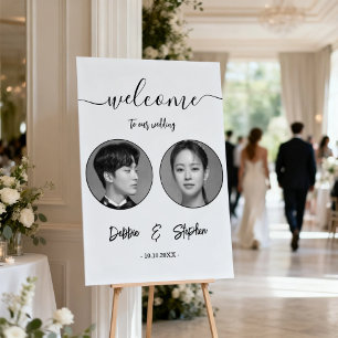 Classic Black & White Photo Wedding Welcome Custom Foam Board