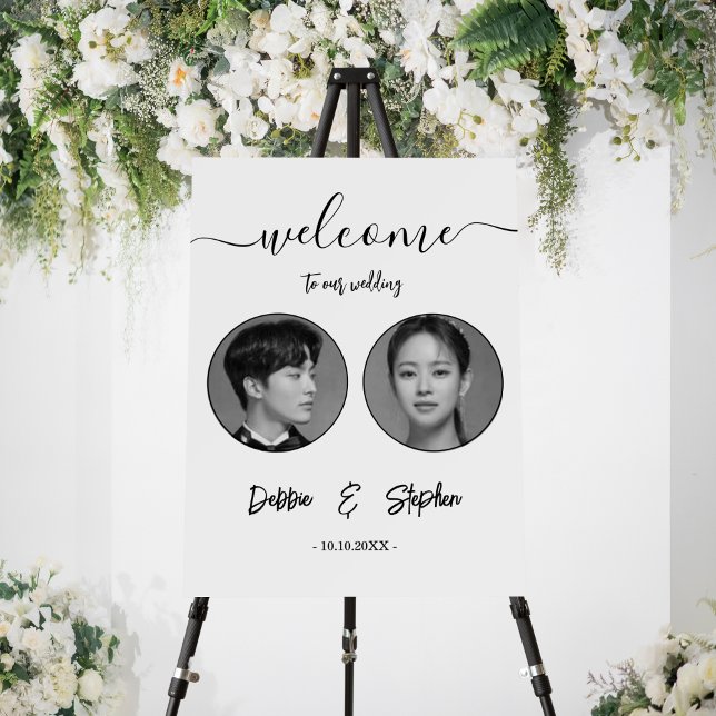 Classic Black & White Photo Wedding Welcome Custom Foam Board (Creator Uploaded)