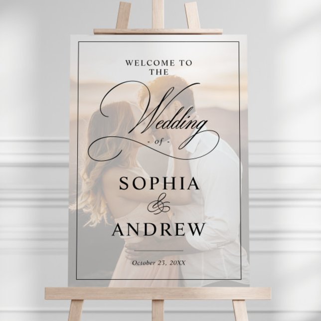 Classic Black & White Photo Wedding Welcome Sign (Creator Uploaded)