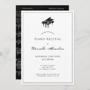 Classic Black & White Piano Recital Invitation
