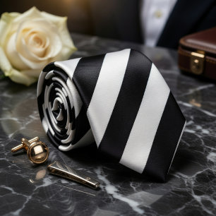  Classic Black White Pinstripe Neck Tie