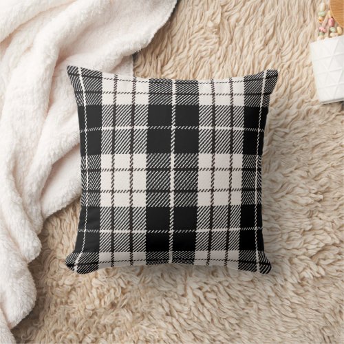 Classic Black White Plaid Decor Pillow