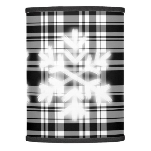 Classic black white plaid pattern frosty snowflake lamp shade