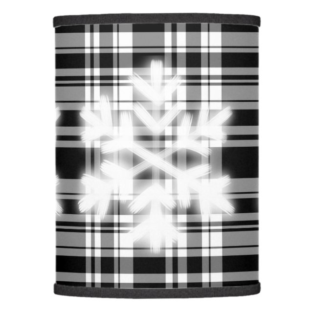 Classic black white plaid pattern frosty snowflake lamp shade (Front)