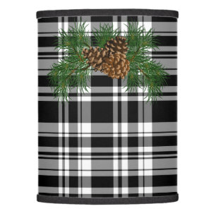 Classic black white plaid pattern pinecone lamp shade