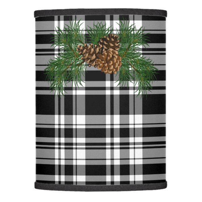 Classic black white plaid pattern pinecone lamp shade (Front)