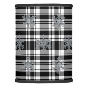 Classic black white plaid pattern snowflakes  lamp shade