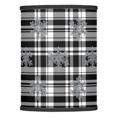 Classic black white plaid pattern snowflakes  lamp shade