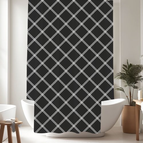 Classic Black  White Plaid Shower Curtain