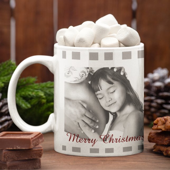 Classic Black white Plaid Tartan Family Photo  Giant Coffee Mug (Creator Uploaded)
